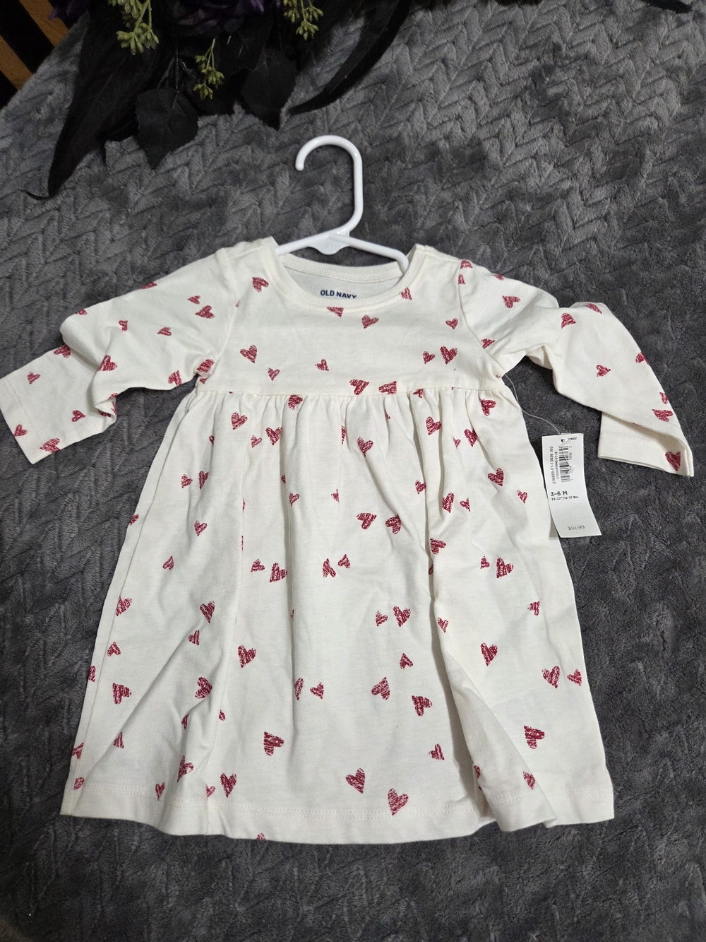 Old Navy Cream Dress with Red Heart Print for Girls